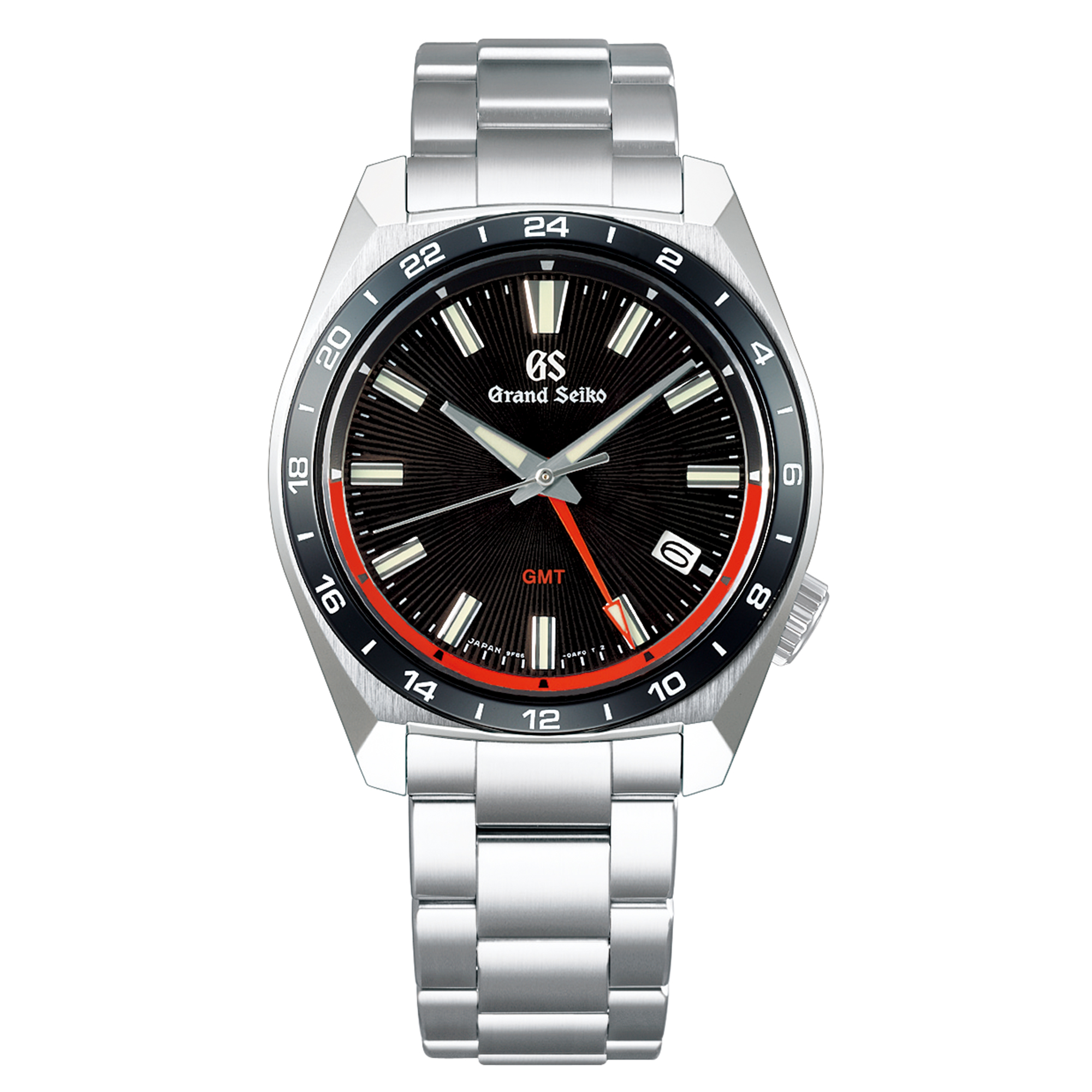 Grand Seiko Mens Sport Quartz GMT 40 mm Stainless Steel Watch with Black Dial